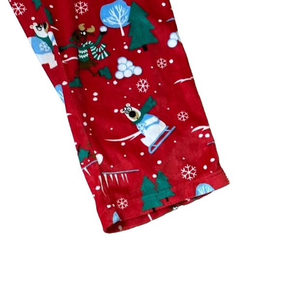 Christmas Fleece Pajama Pants Red Soft Moose Polar Bear Lounge Holiday Small - Picture 4 of 11